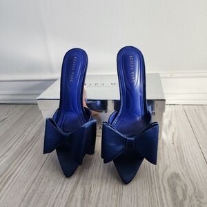 Azalea Wang Elegant Geeta Blue Bow Heels